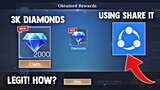 3K DIAMONDS EVERYDAY SUPER FAST AND LEGIT USING SHARE IT! FREE DIAMONDS! HOW?! | MOBILE LEGENDS 2023