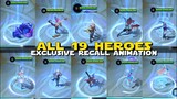 ALL 19 MLBB HEROES EXCLUSIVE RECALL ANIMATION | UNIQUE RECALL ANIMATIONS | MOBILE LEGENDS