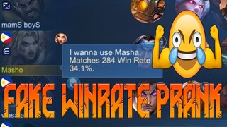 WINRATE PRANK | FEYK MASHO 😂 - Masho ML