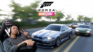 FACECAM! BALAP LIAR SKYLINE R34 PAKE STEERING WHEEL !! FORZA HORIZON 5 INDONESIA