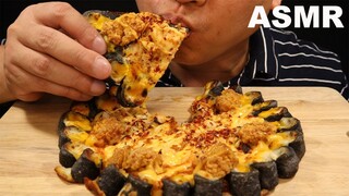 ASMR EATING 🍕🧃 SPICY CHICKEN BLACK VOLCANO PIZZA | NO TALKING | REAL EATING SOUNDS