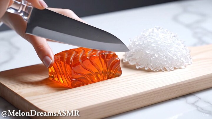【AI ASMR】Sushi made from glass salmon