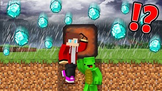 JJ and Mikey Hide From a DIAMOND RAIN Inside a BUNKER in Minecraft - Maizen