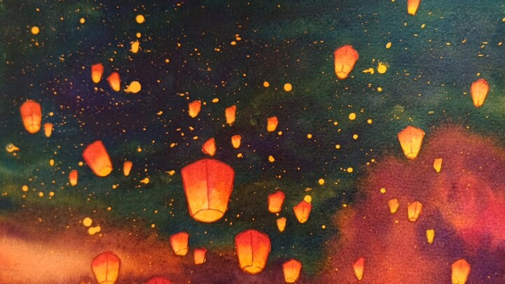 Tutorial cat air ke-40: Ribuan lampion Kongming di langit, tutorial berdurasi penuh untuk pemula