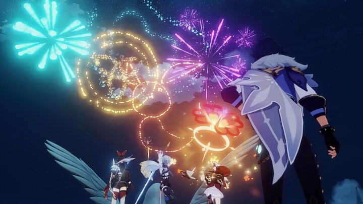 Let’s set off fireworks with the crew—so much fun! / Genshin Impact