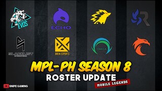 MPL-PH SEASON 8 TEAM ROSTERS (Blacklist,Omega,Bren,NXP Evos,Onic PH,TNC,Echo,RSG PH)