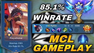 TOP GLOBAL HAYABUSA ONE HIT BUILD AND EMBLEM! MCL GAMEPLAY | MOBILE LEGENDS