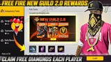 FREE FIRE GUILD 2.0 NEW REWARDS | GET FREE DIAMONDS AND EMOTE FREE FIRE | OB42 UPDATE