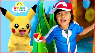 Ryan Pretend Play with Pikachu Pokemon Go In Real life!!