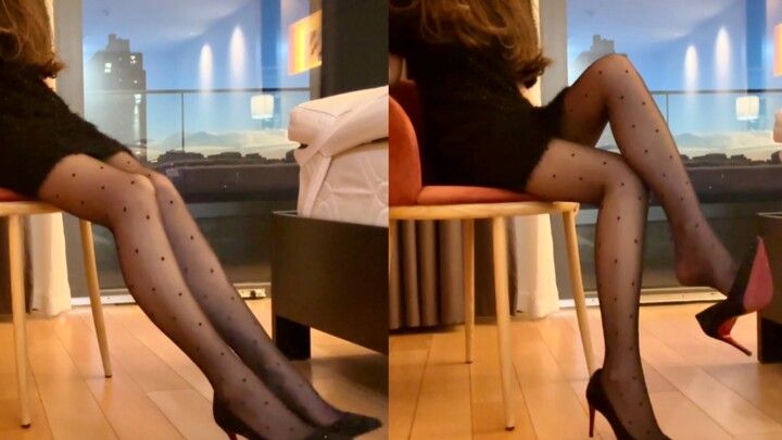 “Sister-style fashion styling” French‑style vintage sequin dress & polka-dot silk stockings