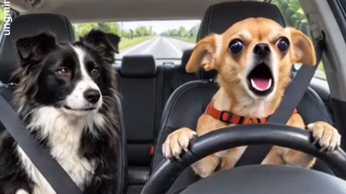 😂 Tài xế Chihuahua và cú ổ gà định mệnh! Chó ngồi phụ chỉ muốn xuống xe 🤣🐶