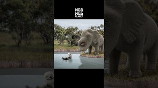 Sea otter ＆ Elephant - MOGMOG PLANET Observation Diary | It's Anime #shorts #anime #animals