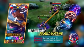 REASON WHY FRANCA HATE ME | BRUNO BEST BUILD AND EMBLEM MLBB - Master bodak