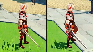 F2P Kazuha Iron Sting VS Harbinger of Dawn [Looks/Damage Comparison] - Genshin Impact