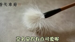 买了支鸡毛笔，写字差点笑死～