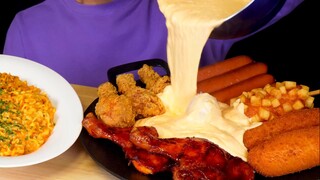 ASMR | Spicy Cheese Falls With Corn Dog Fried Chicken Sausage MuKBang! By 봉길이 Bonggil