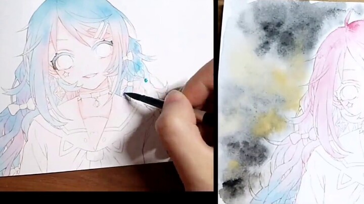 【Self-study VS art students】Challenge! Coloring game! Color the line draft! There are surprises ever