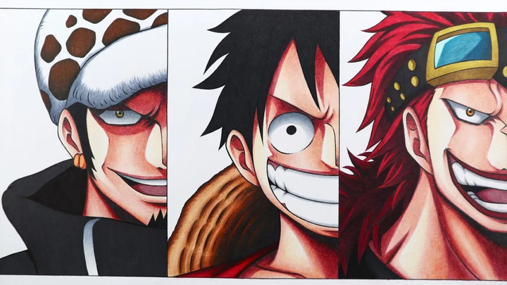 Monkey D luffy, Trafalgar Law and Eustass Kid | ONE PIECE | Anime Drawing
