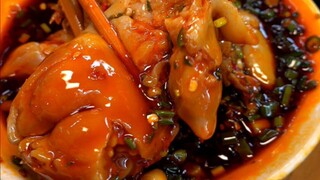 The trotters from the streets of Chengdu, paired with a fresh chili dipping sauce, are so satisfying