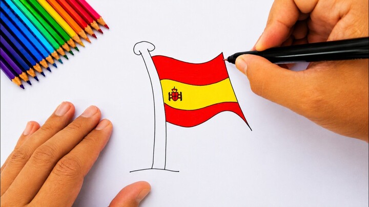 COMO DESENHAR A BANDEIRA DA ESPANHA!