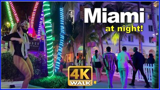 【4K】WALK Ocean Drive at night MIAMI South Beach travel vlog