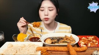 Tokbokki Mecian phô mai và thịt xông khói sốt kem, tôm chiên 5 #amthuc