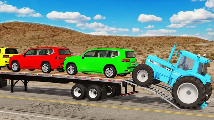 平板卡车麦昆 | 卡车运输 - 坑洼路面 vs 汽车 # - BeamNG.Drive