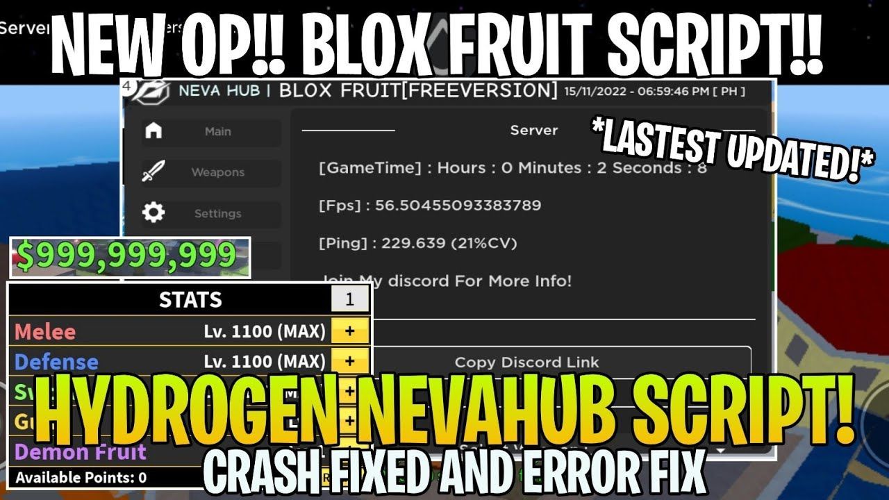 Hydrogen - New BLOXFRUIT OP SCRIPT _ NEVA HUB ERROR AND CRASH