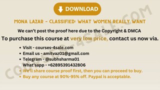 [Course-4sale.com]- Mona Lazar – Classified: What Women Really Want