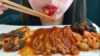 ASMR SPICY FIRE SOUCE MUSHROOMS nấm kim chi cay hàn quốc#amthuc #monngon