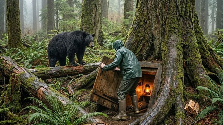 Solo Survival Building a Hidden Underground Shelter Beneath a Giant Tree