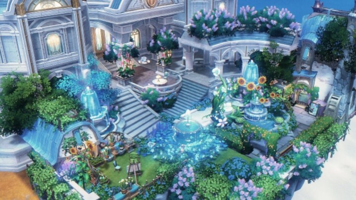 【Dust Bottle】Kediaman Mata Air Tenang | Desain Taman Bergaya Pedesaan untuk Rumah Utama Fontaine: Pu