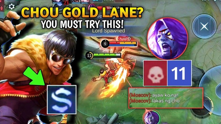 HAVE YOU TRIED CHOU GOLD LANE? (ENEMY MARSKSMAN GONE CRAZY) 😂 - Mobile Legends