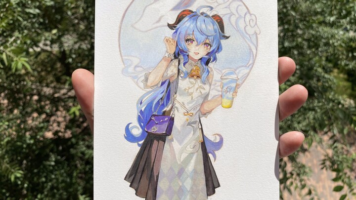 Colored Pencil Hand-Drawing: Genshin Impact x Heytea Collaboration – Ganyu