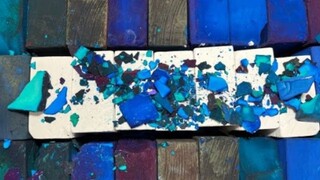 34 dyed and crunchy gym chalk blocks ASMR💙