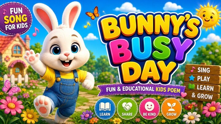 Bunny’s Busy Day | Fun & Educational Kids Song | Cute Nursery Rhymes for Kids 🐰🎵