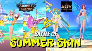 SUMMER SKIN 2020 BATTLE Comparison side by side - Arena of Valor VS Mobile Legends Bang Bang