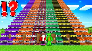 JJ and Mikey Found The LONGEST TNT STARIS all COLOROS in Minecraft Maizen!
