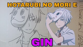 menggambar anime hotarubi no mori e gin