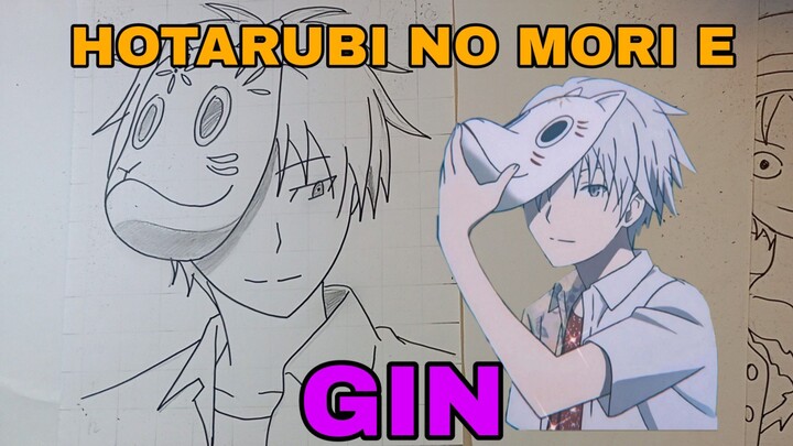 menggambar anime hotarubi no mori e gin