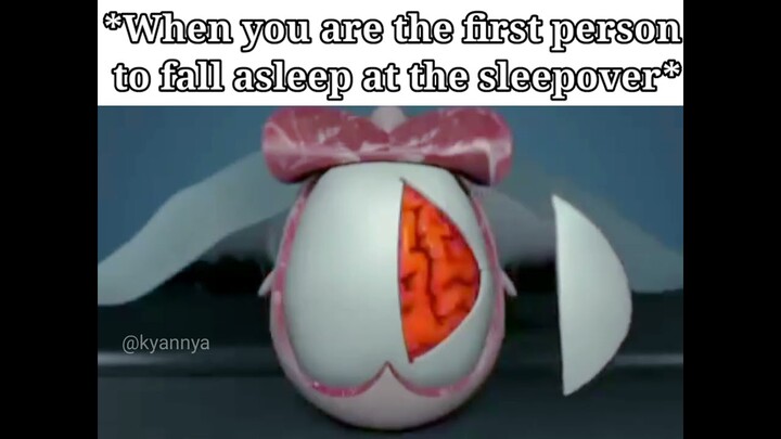 When you are the first person to fall asleep at the sleepover