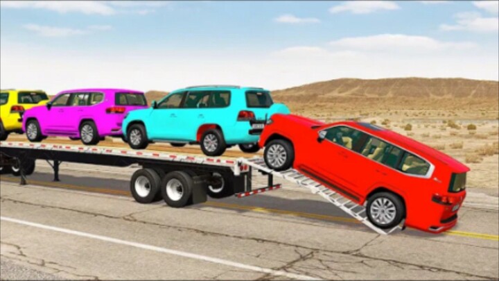 Flatbed truck mcqueen | transportaton with truck - pothol vs car #BeamNG.Drive