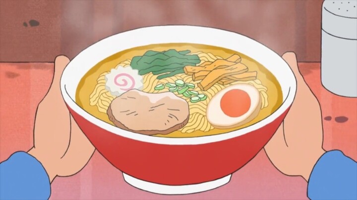 【Crayon Shin-chan】Eat delicious soy sauce ramen, with honey barbecued pork and eggs, sprinkle with c