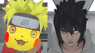 Naruto helps Sasuke but as a Pikachu