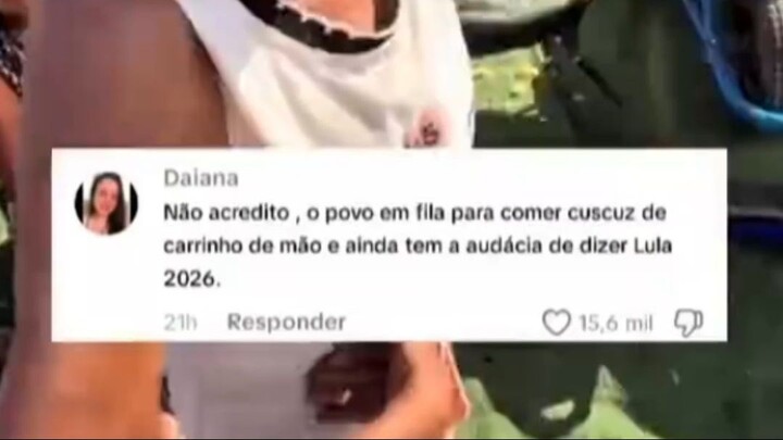 🛑MESMO EM FILA PARA COMER CUSCUZ, SENHORA AFIRMA SER APOIADORA DE LULA!