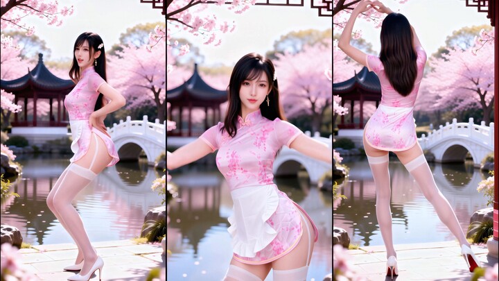 [White-Sock Chinese Girl] Spring-Filled "Peach Blossom Smile" | 4K Vertical Video