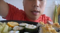 Asmr Eating Sounds - Cucumber Sushi Roll And Trout Sushi Roll