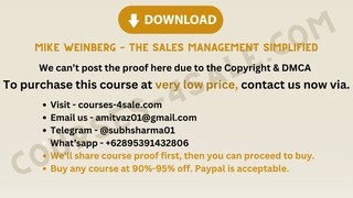 [Course-4sale.com] -  Mike Weinberg – The Sales Management Simplified