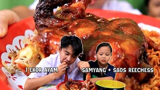 MUKBANG 1 EKOR AYAM + MIE SAMYANG + SAOS REECHEESSS LVL 4 !!!