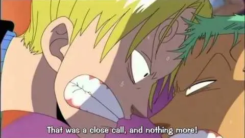 One Piece - Zoro and Sanji, soo close kisses xD very funny